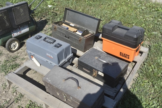 Pallet of 5 Tool Boxes with Contents