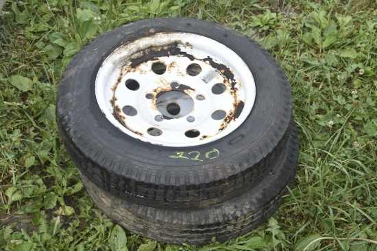 2 Loadstar 4.80-12 Trailer Tires on 5 Lug Rims