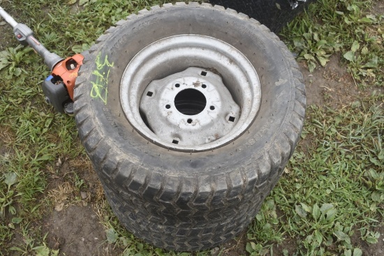 Pair of 24x12.00-12 Lawn Tractor Tires with 5 Lug Rims