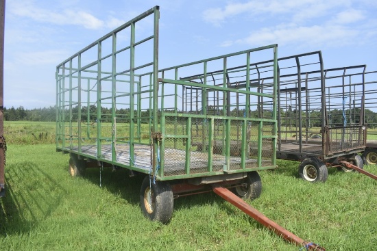 18' Metal Sided Hay Wagon on Single Axle Running Gear
