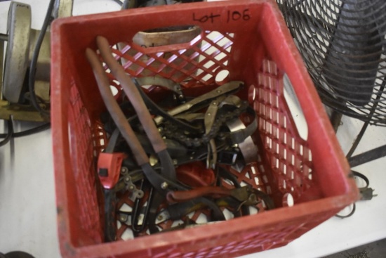 Milk Crate of Misc Filter Wrenches