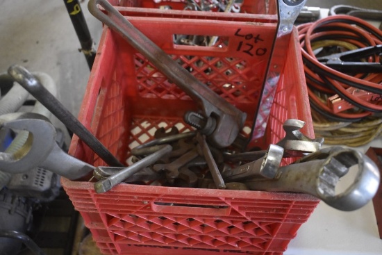 Crate of Misc Large Wrenches and Cresent Wrenches