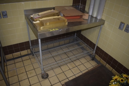 Wasserstrom 2 Tier Stainless Steel Prep Table on Casters with Contents