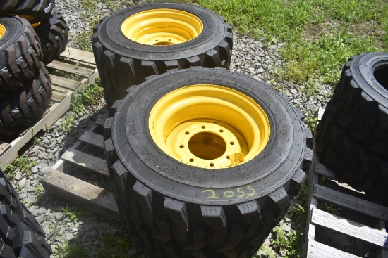 4 Forerunner 12-16.5 Skid Steer Tires on 8 Lug Rims