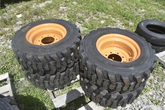 4 Forerunner 12-16.5 Skid Steer Tires on 8 Lug Rims