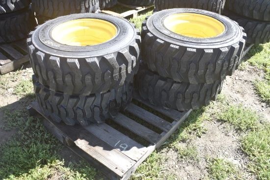 4 Forerunner 12-16.5 Skid Steer Tires on 8 Lug Rims