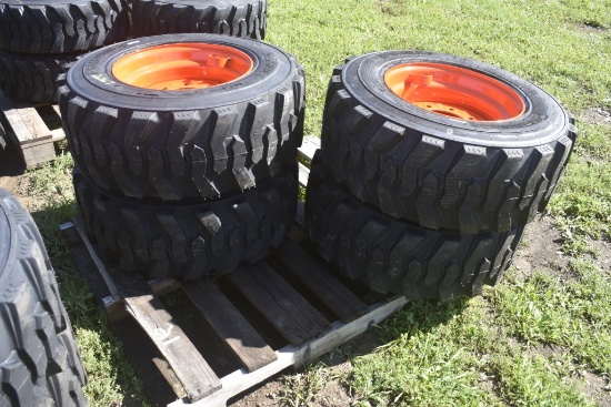 4 Forerunner 12-16.5 Skid Steer Tires on 8 Lug Rims