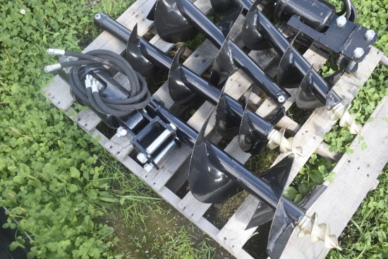 Wolverine Mini Excavator Post Hole Digger with 12" and 8" Bit
