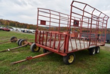 EZ Trail 18' Flair Top Metal Sided Hay Wagon with Kory Farm 6278 Tandem Axle Running Gear