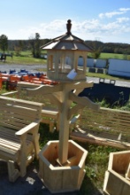 Amish Made 72" Natural Wood Planter and Bird Feeder
