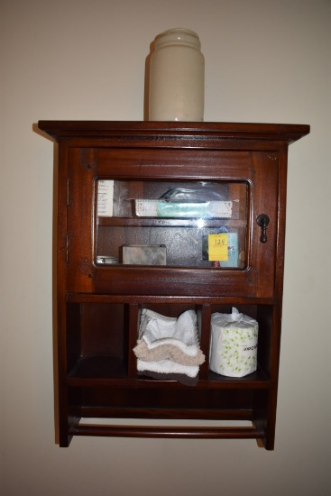 Vintage Wall Mounted Toiletry and Medicine Cabinet with Small Crock
