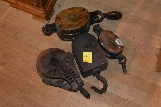 4 Antique Block and Tackles