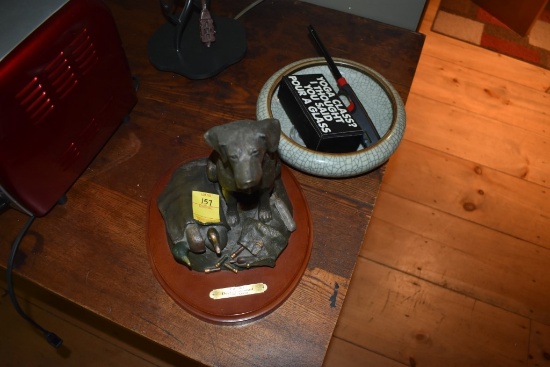 Dog Figurine, Bowl, and Knickknacks