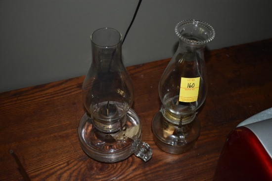 Pair of Antique Glass Oil Lamps