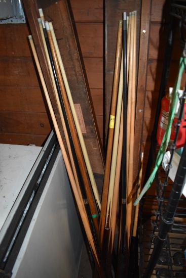 Group of Pool Sticks