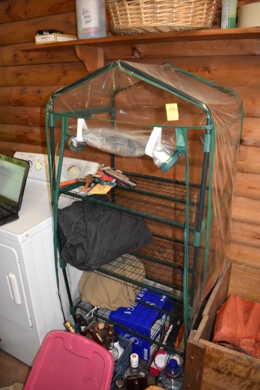 4 Tier Enclosed Plant Shelf with Contents