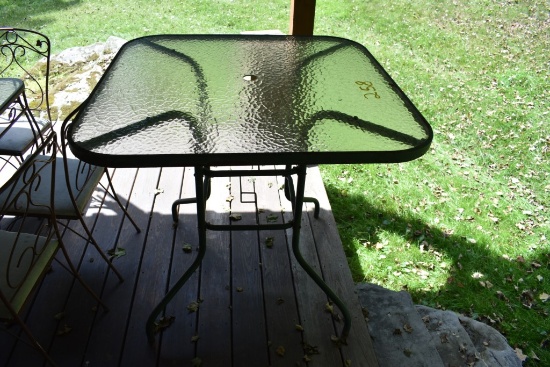 Outdoor Metal Glass Top Table