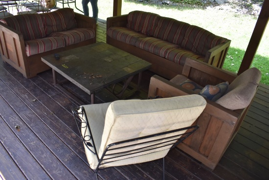 Outdoor Table with 2 Chairs, Loveseat, and Couch