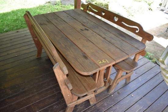 Outdoor Table with 2 Bench Seats