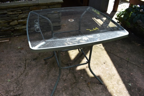 Outdoor Metal Glass Top Table