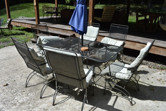 Wire Metal Table with 6 Chairs