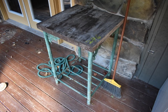 Metal Table with Wooden Top