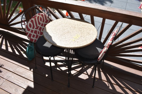 Marble Top Café Table with 2 Chairs