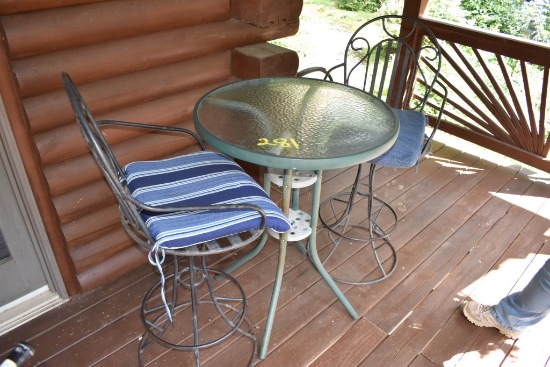 Glass Top Outdoor Table with 2 Chairs
