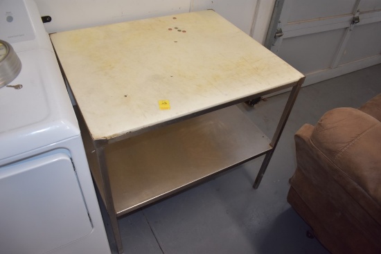 Stainless Steel Prep Table with Plastic Cutting Board Top
