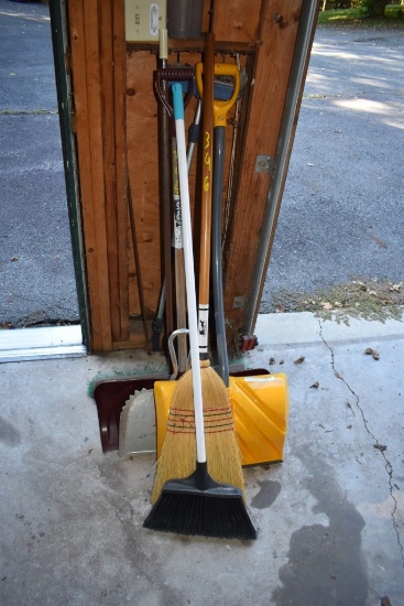 4 Brooms, Dust Pan, and 2 Shovels