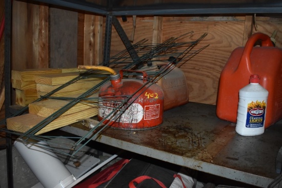 3 Gas Cans, Group of Lumber