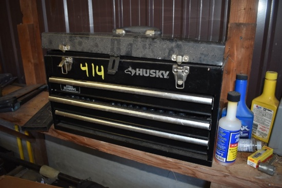 Husky 3 Drawer Tool Box with Flip Top with Contents