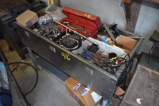 Stainless Steel Cooler Bottom Full of Misc Items