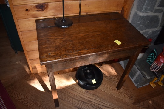 Antique Flip Top Desk with Lamp
