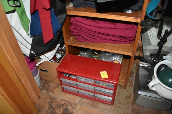 Hardware Organizer, Small Knickknack Shelf, and Jars