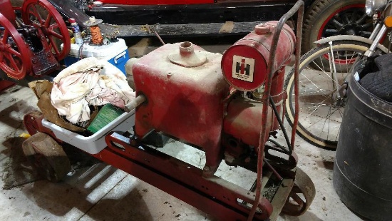 IH ENGINE W/ CART ON WHEELS (CAME OFF HAY BALER)