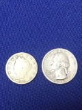 Lot of 2 coins-1911 V Nickel and 1935 Quarter