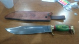 Timber rattler knife and leather sheath