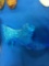 Fenton Daisy Pattern Cat Head - blue