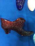 Fenton Daisy Pattern Cat Head - ruby