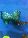 Fenton Daisy Pattern Cat Head - green