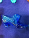Degenhart Daisy Pattern Cat Head - blue