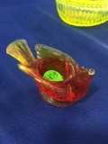 Degenhart Glass Bird - red/amber