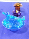 Degenhart Glass Bird Candy Dish - blue
