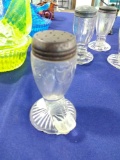 Glass Salt Shaker w/ Metal Lid - has chip