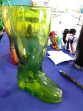 Large Glass Boot - green