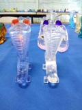Glass Boot on Rollers - blue and clear