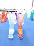 Glass Boot on Rollers - blue and pink