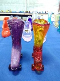 Glass Boot on Rollers - purple and amber