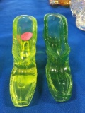 Westmoreland Glass Shoes - neon and green